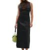 Outlet GANNI Double Satin Halter-Neck Dress Black