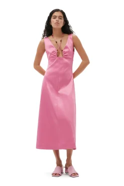 Best GANNI Double Satin Halter-Neck Dress Wild Orchid