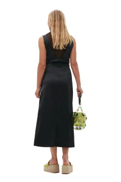 Outlet GANNI Double Satin Halter-Neck Dress Black