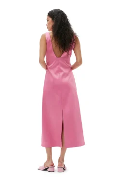 Best GANNI Double Satin Halter-Neck Dress Wild Orchid