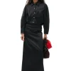 Discount GANNI Double Satin Maxi Skirt Black
