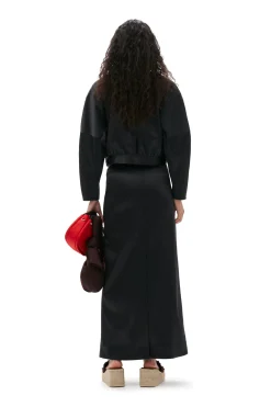 Discount GANNI Double Satin Maxi Skirt Black