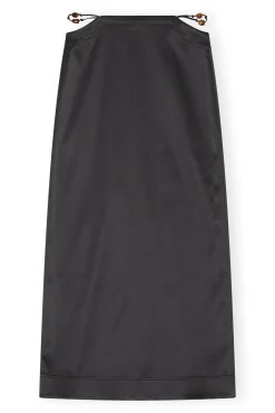 Discount GANNI Double Satin Maxi Skirt Black