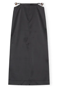 Discount GANNI Double Satin Maxi Skirt Black