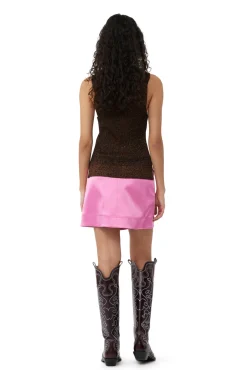 Discount GANNI Double Satin Mini Skirt Wild Orchid
