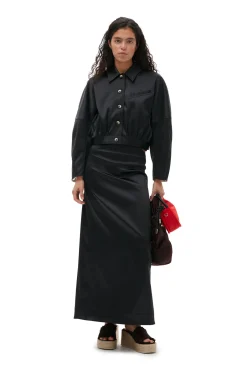 Discount GANNI Double Satin Short Jacket Black