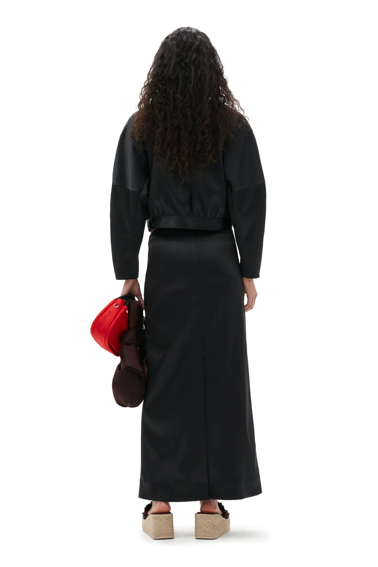 Discount GANNI Double Satin Short Jacket Black