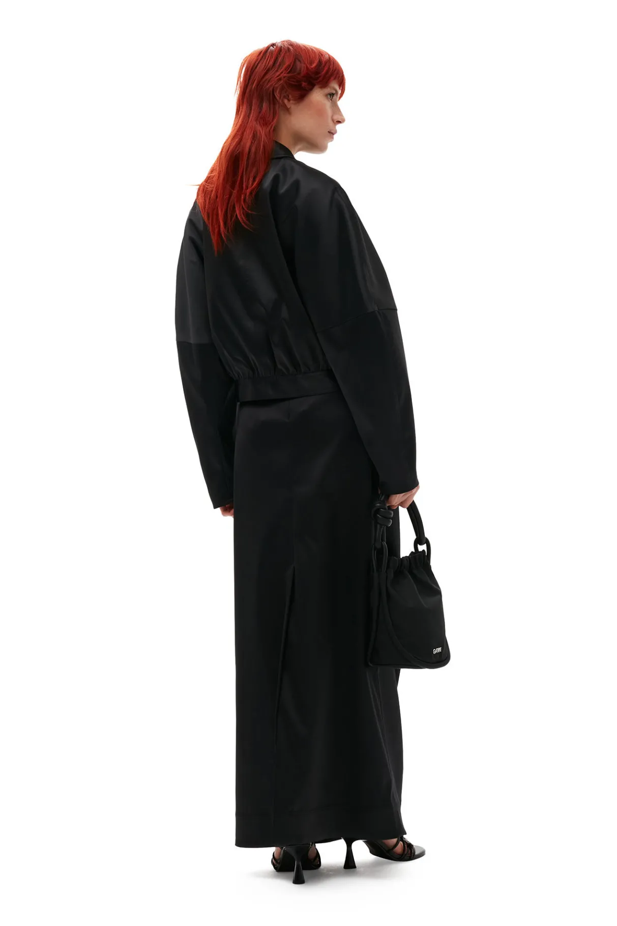Discount GANNI Double Satin Short Jacket Black