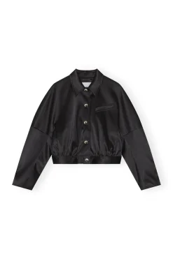 Discount GANNI Double Satin Short Jacket Black