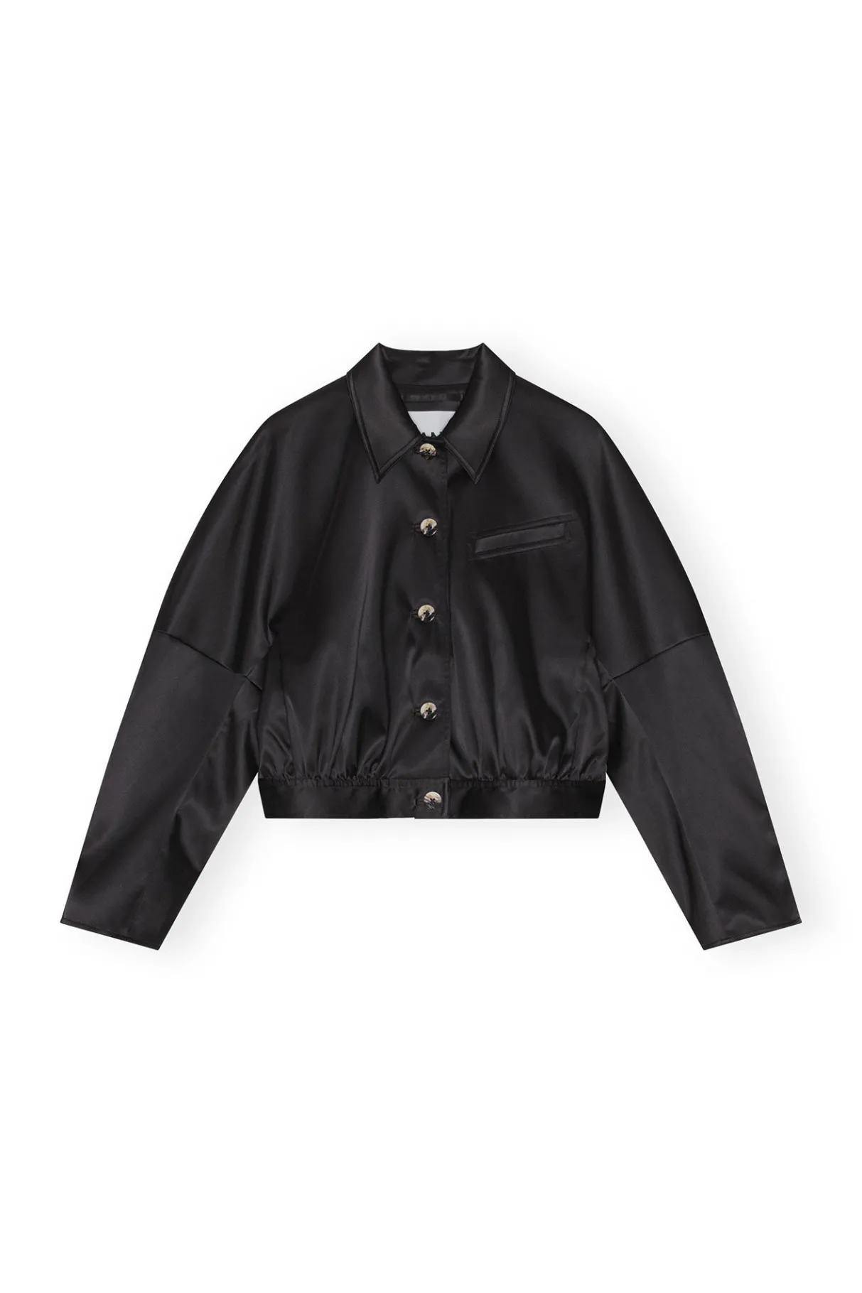 Discount GANNI Double Satin Short Jacket Black