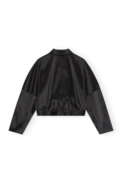 Discount GANNI Double Satin Short Jacket Black