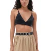 Hot GANNI Double Satin Top Black