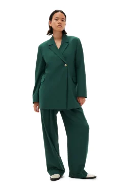 Best Sale GANNI Drapey Melange Blazer Trekking Green