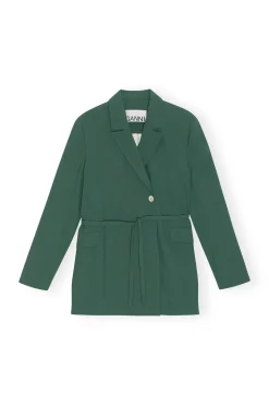 Best Sale GANNI Drapey Melange Blazer Trekking Green