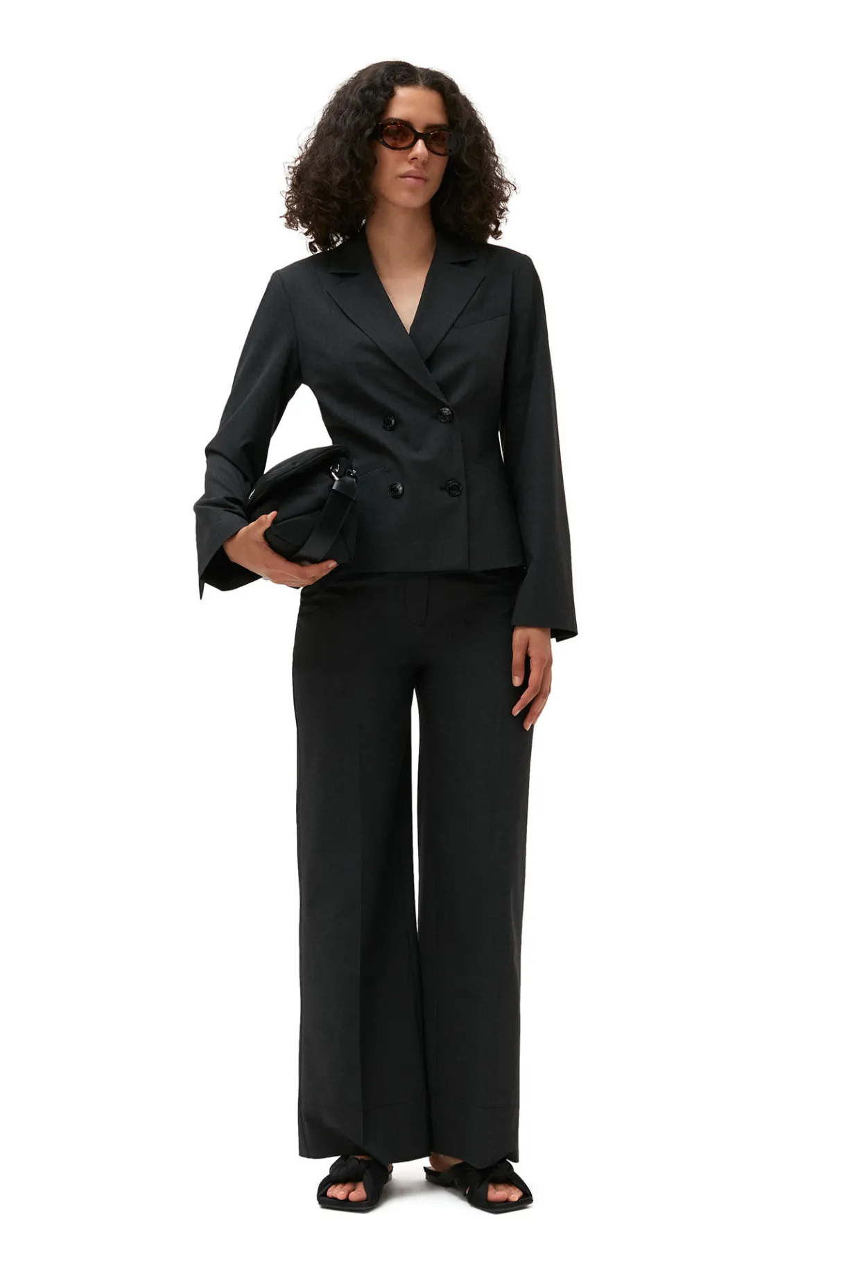 Outlet GANNI Drapey Melange Fitted Blazer Phantom