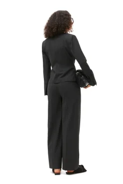 Outlet GANNI Drapey Melange Fitted Blazer Phantom