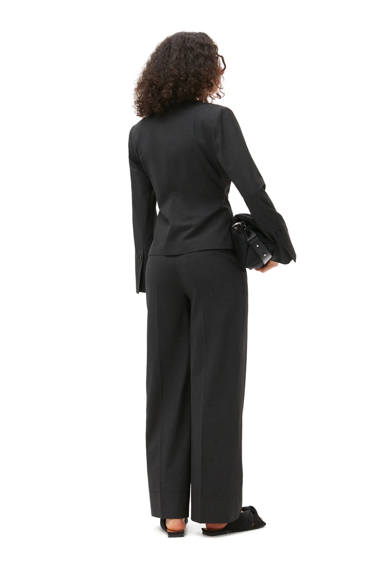 Outlet GANNI Drapey Melange Fitted Blazer Phantom