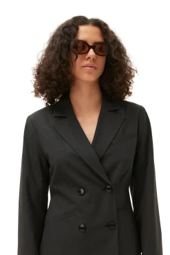 Outlet GANNI Drapey Melange Fitted Blazer Phantom