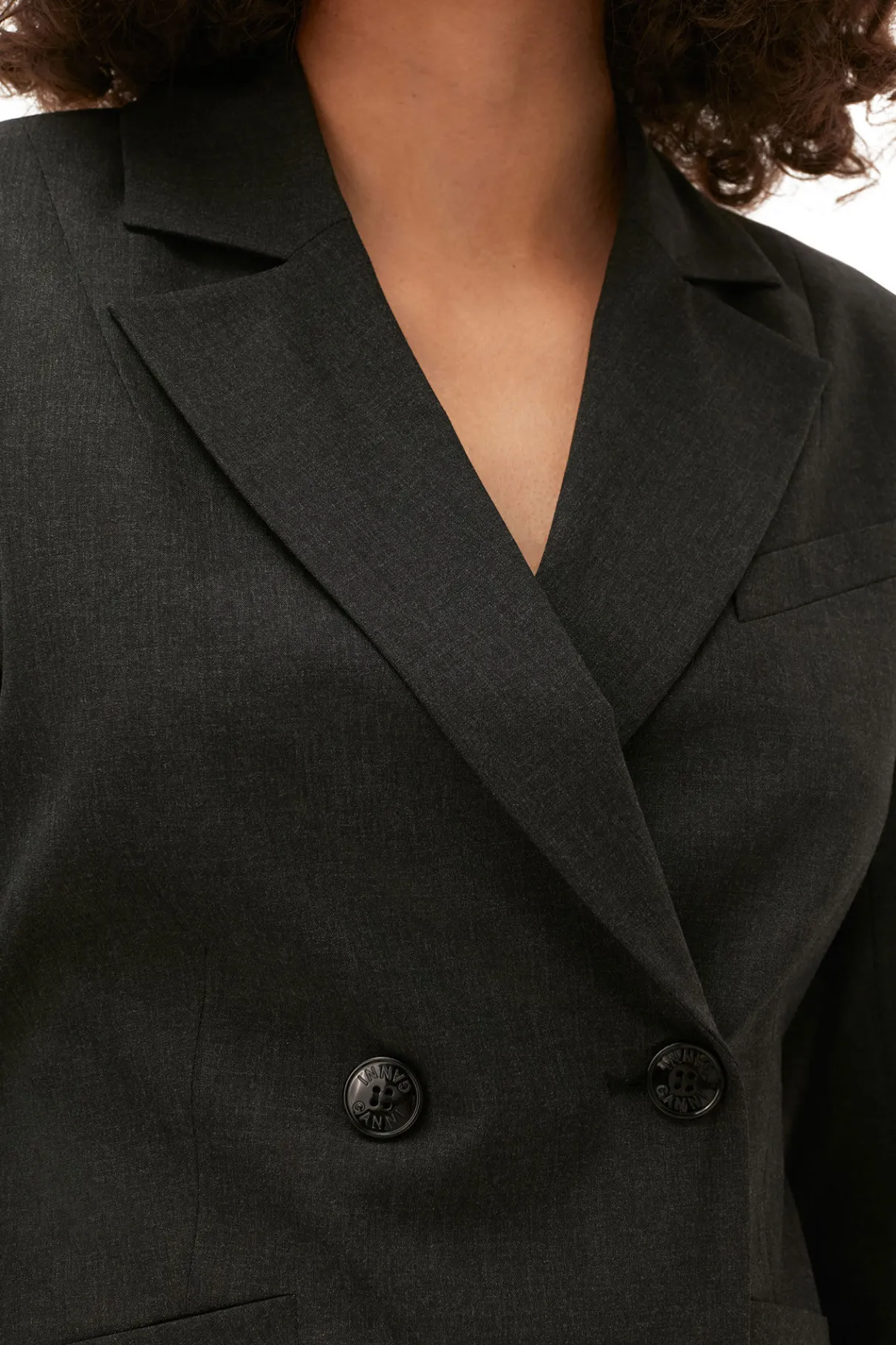 Outlet GANNI Drapey Melange Fitted Blazer Phantom