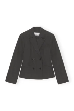 Outlet GANNI Drapey Melange Fitted Blazer Phantom