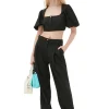 Online GANNI Drapey Melange Loose Pleat Pants Black
