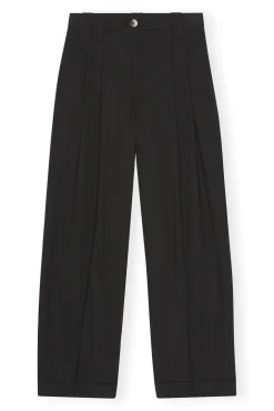 Online GANNI Drapey Melange Loose Pleat Pants Black