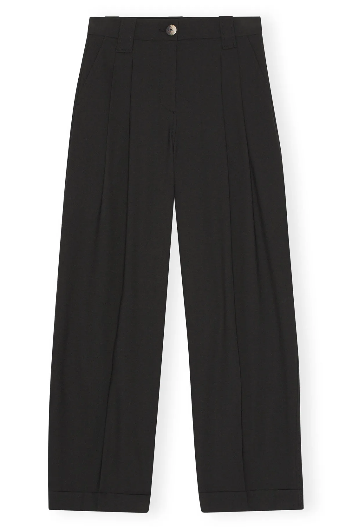Online GANNI Drapey Melange Loose Pleat Pants Black