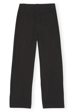 Online GANNI Drapey Melange Loose Pleat Pants Black