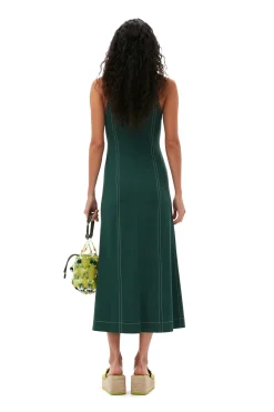 Sale GANNI Drapey Melange Maxi Dress Trekking Green