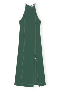 Sale GANNI Drapey Melange Maxi Dress Trekking Green