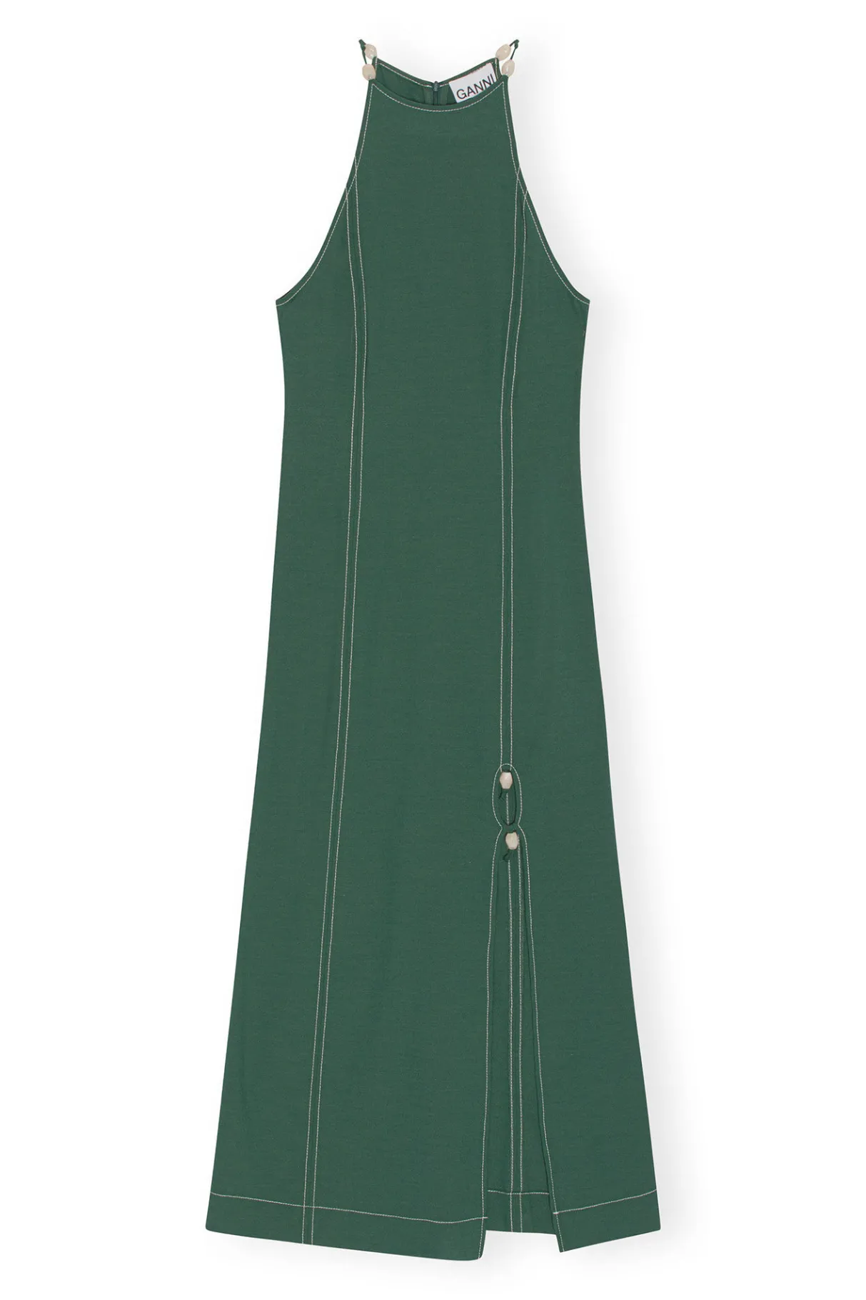 Sale GANNI Drapey Melange Maxi Dress Trekking Green