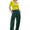 Hot GANNI Drapey Melange Pleat Pants Trekking Green