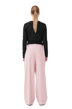 Best GANNI Drapey Melange Pleat Pants Pink Tulle