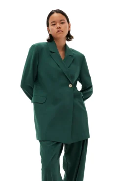 Hot GANNI Drapey Melange Pleat Pants Trekking Green