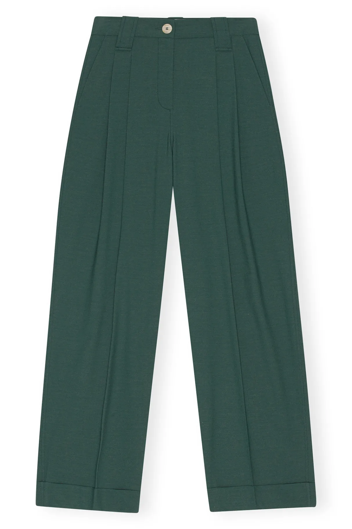 Hot GANNI Drapey Melange Pleat Pants Trekking Green