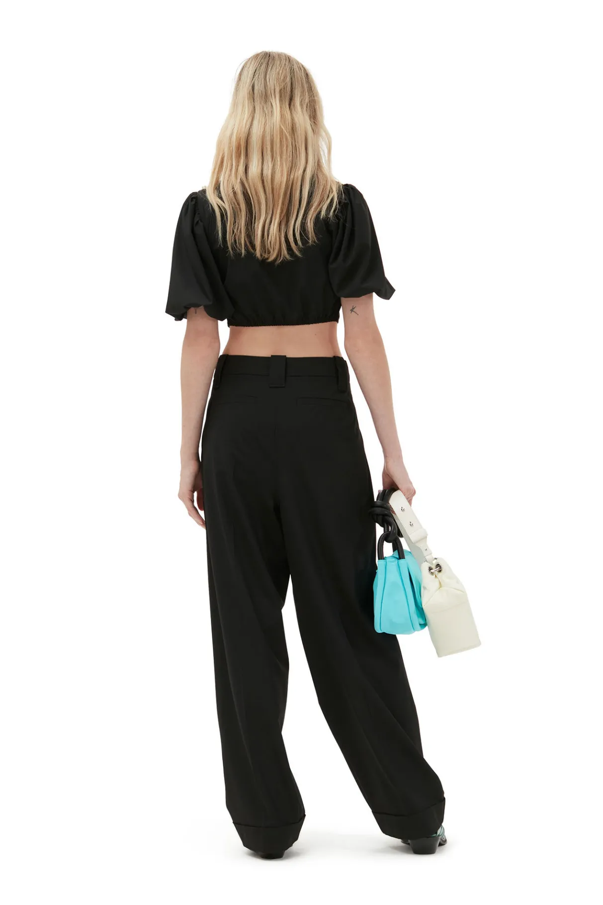 Outlet GANNI Drapey Melange Zipper Blouse Black