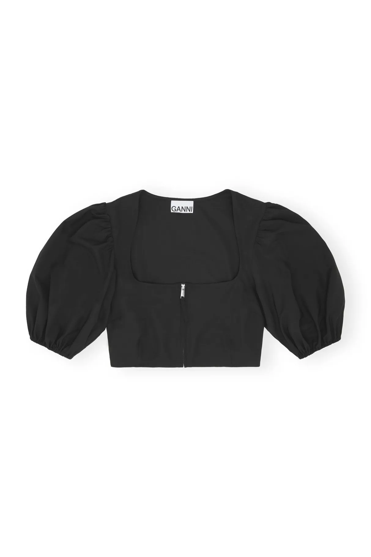 Outlet GANNI Drapey Melange Zipper Blouse Black