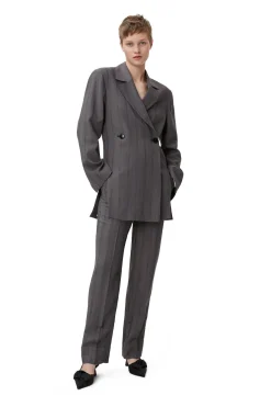 New GANNI Drapey Stripe Blazer Black Stripes