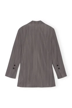 New GANNI Drapey Stripe Blazer Black Stripes