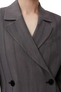 New GANNI Drapey Stripe Blazer Black Stripes