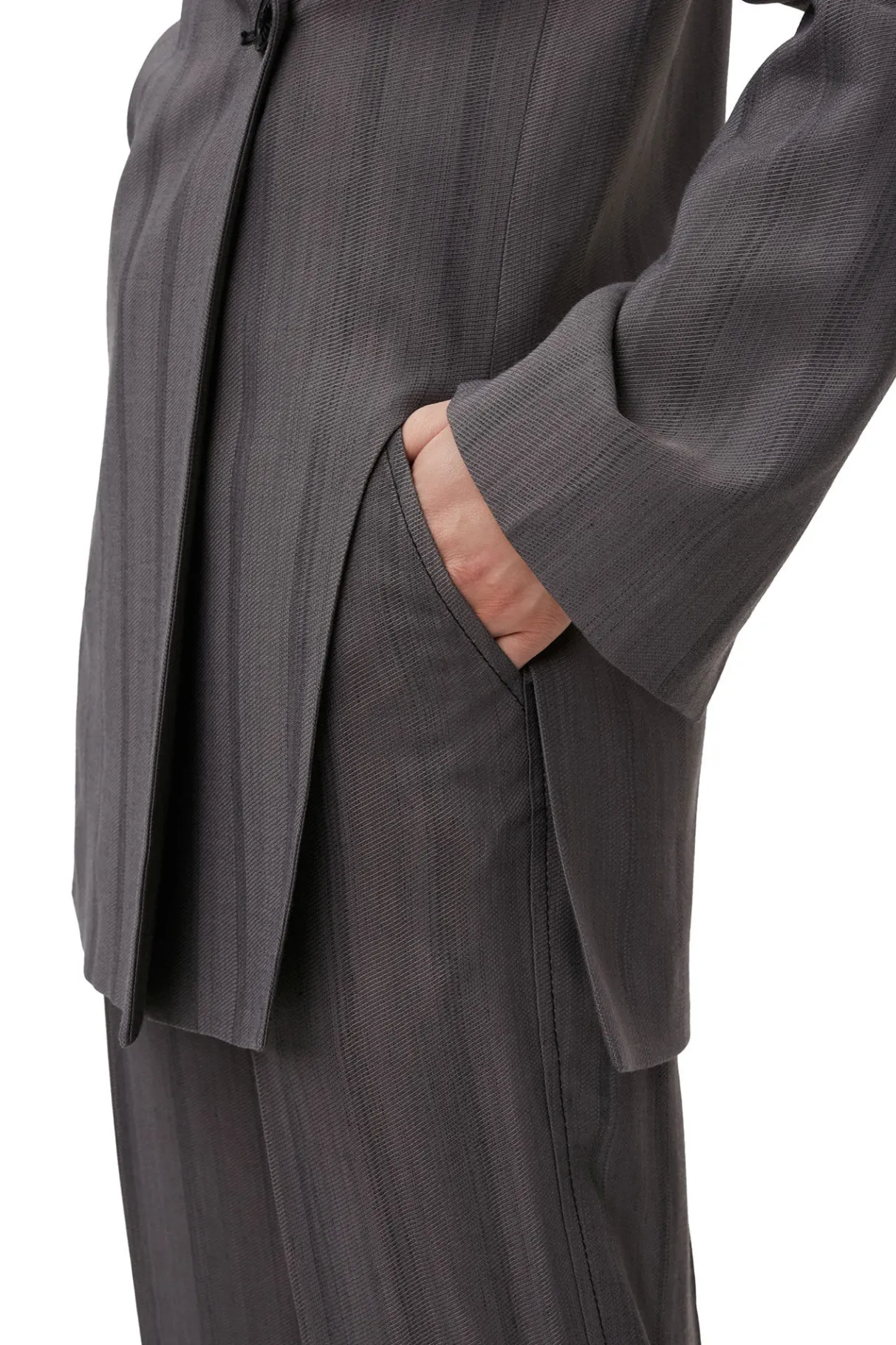 New GANNI Drapey Stripe Blazer Black Stripes