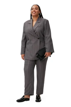New GANNI Drapey Stripe Blazer Black Stripes