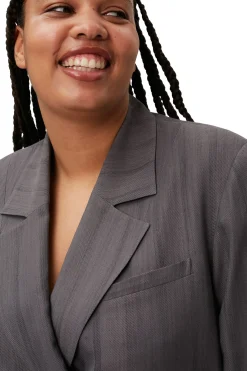 New GANNI Drapey Stripe Blazer Black Stripes