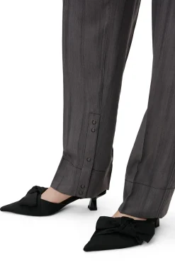 Shop GANNI Drapey Stripe Pants Black Stripes