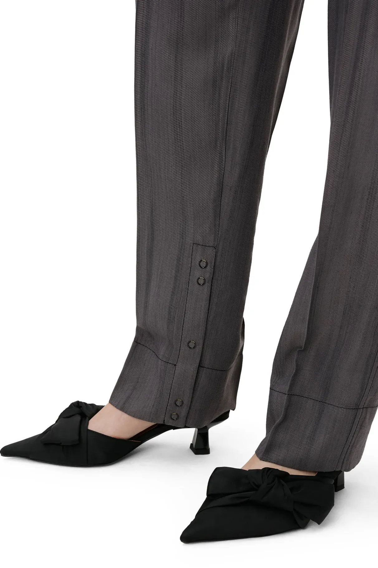 Shop GANNI Drapey Stripe Pants Black Stripes