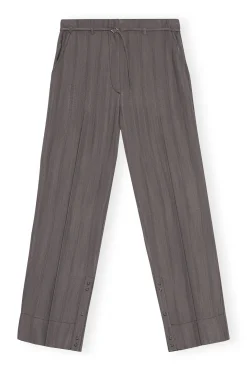 Shop GANNI Drapey Stripe Pants Black Stripes