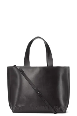 New GANNI East West Tote Logo Bag Black