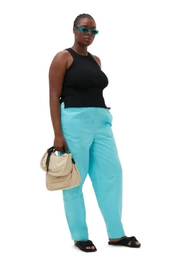 Online GANNI Elasticated Curve Pants Blue Curacao