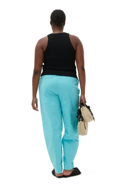 Online GANNI Elasticated Curve Pants Blue Curacao