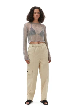Best Sale GANNI Embellished Mesh Blouse Silver
